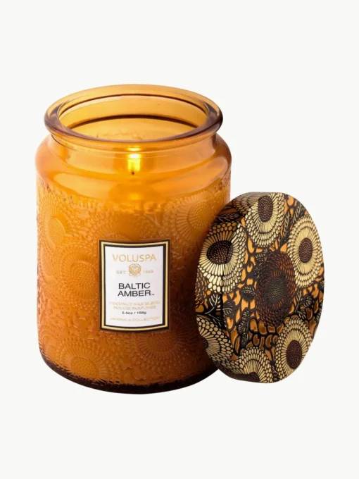Handgemaakte geurkaars Japonica Collection (amberhars, sandelhout, cederhout & vanille orchidee)