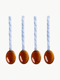 Handgemaakte glazen lepel Duet uit borosilicaatglas, 4 stuks