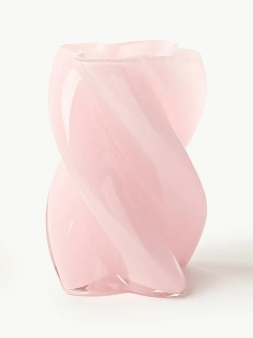 Handgemaakte glazen vaas Marshmallow, H 20 cm