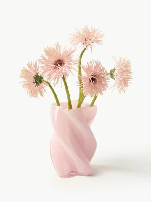 Handgemaakte glazen vaas Marshmallow, H 20 cm
