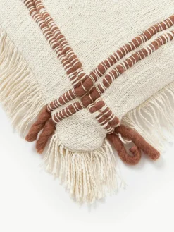 Handgemaakte katoenen kussenhoes Catalina met franjes