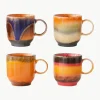 Handgemaakte keramische kopjes 70's, set van 4