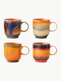 Handgemaakte keramische kopjes 70's, set van 4
