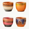 Handgemaakte keramische koffiebekers 70's, set van 4