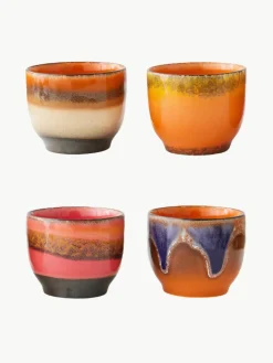 Handgemaakte keramische koffiebekers 70's, set van 4