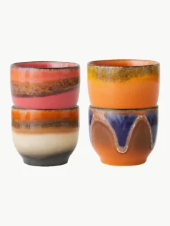 Handgemaakte keramische koffiebekers 70's, set van 4