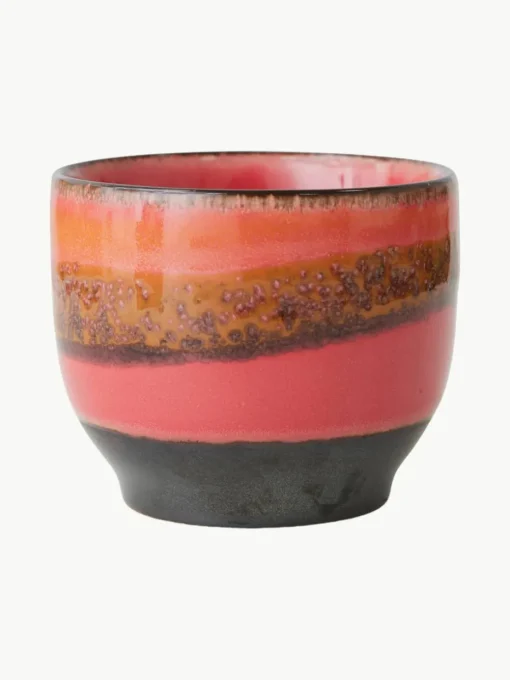 Handgemaakte keramische koffiebekers 70's, set van 4