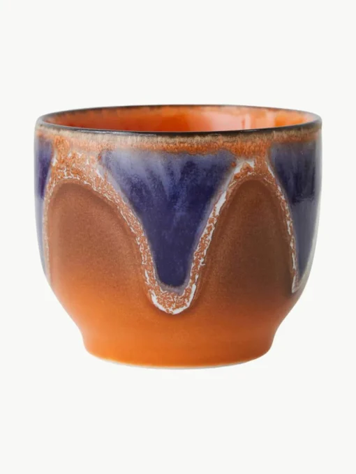 Handgemaakte keramische koffiebekers 70's, set van 4