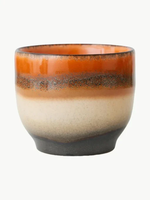 Handgemaakte keramische koffiebekers 70's, set van 4