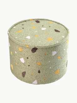 Handgemaakte kinderpoef Sugar van bouclé, Ø 40 cm