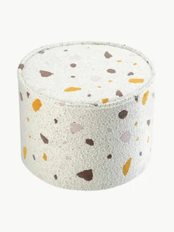 Handgemaakte kinderpoef Sugar van bouclé, Ø 40 cm