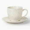 Handgemaakte koffiekopje Nordic Vanilla met schoteltje