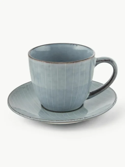 Handgemaakte koffiekopje met schoteltje Nordic Sea