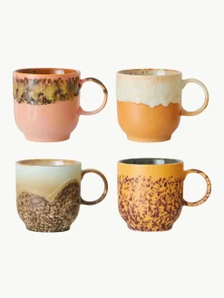 Handgemaakte kopjes 70's, 4-delig