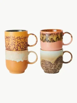 Handgemaakte kopjes 70's, 4-delig