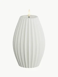 Handgemaakte LED kaars Round Stripe, H 15 cm
