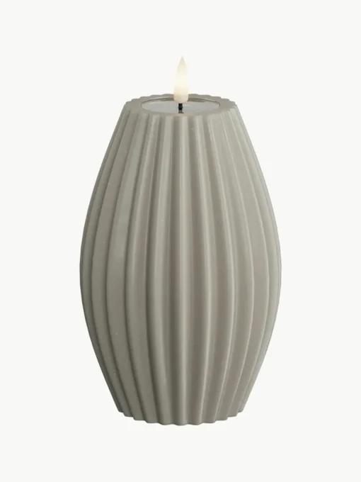 Handgemaakte LED kaars Round Stripe, H 15 cm