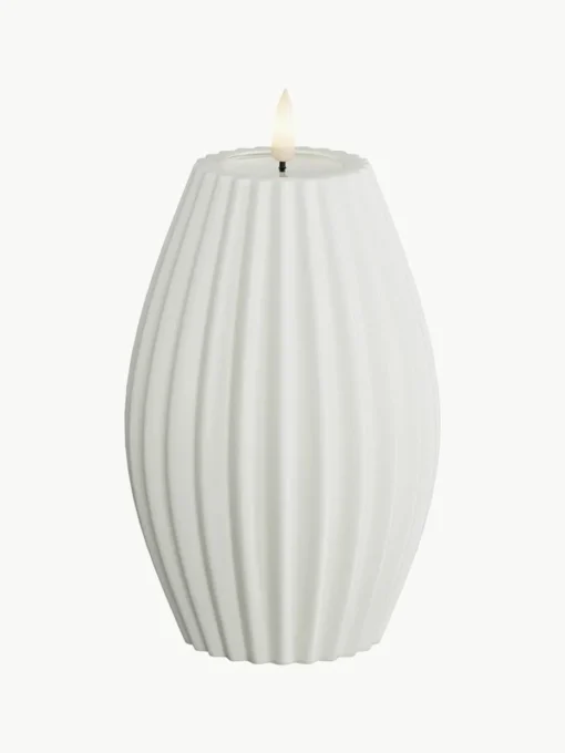 Handgemaakte LED kaars Round Stripe, H 15 cm