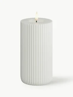 Handgemaakte LED kaars Solid Stripe, H 15 cm