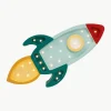 Handgemaakte LED-kinderlamp Space Rocket met timerfunctie en afstandsbediening, dimbaar