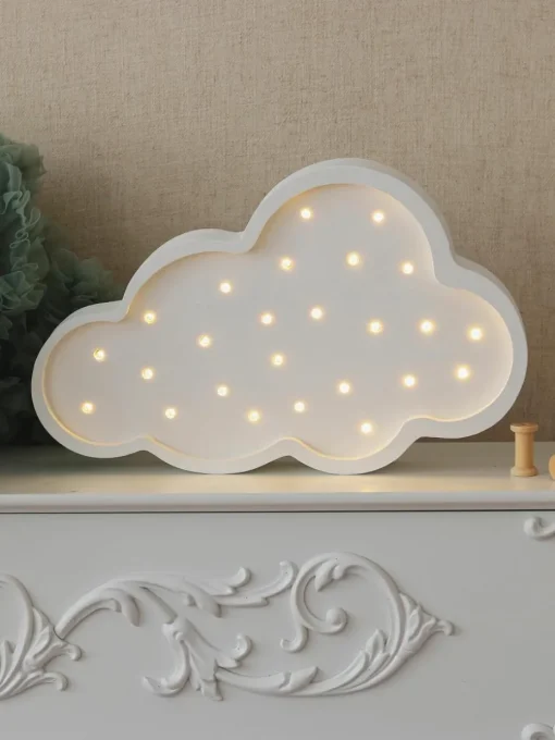 Handgemaakte LED-kinderlamp Cloud met timerfunctie en afstandsbediening, dimbaar