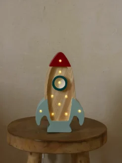 Handgemaakte LED-kinderlamp Space Rocket Mini met timerfunctie en afstandsbediening, dimbaar