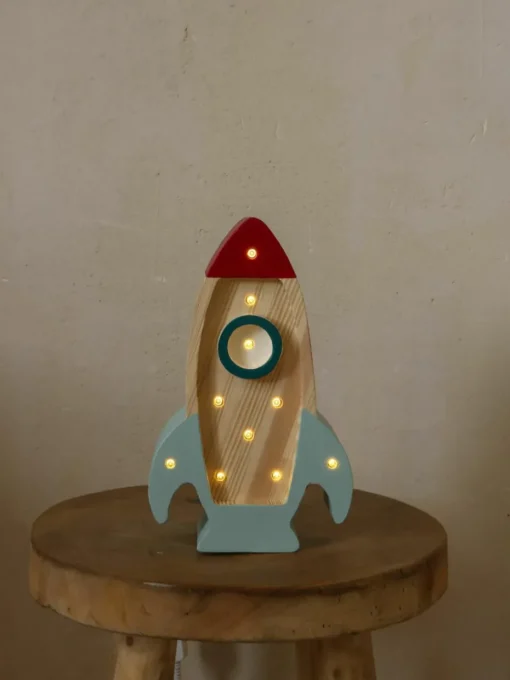 Handgemaakte LED-kinderlamp Space Rocket Mini met timerfunctie en afstandsbediening, dimbaar