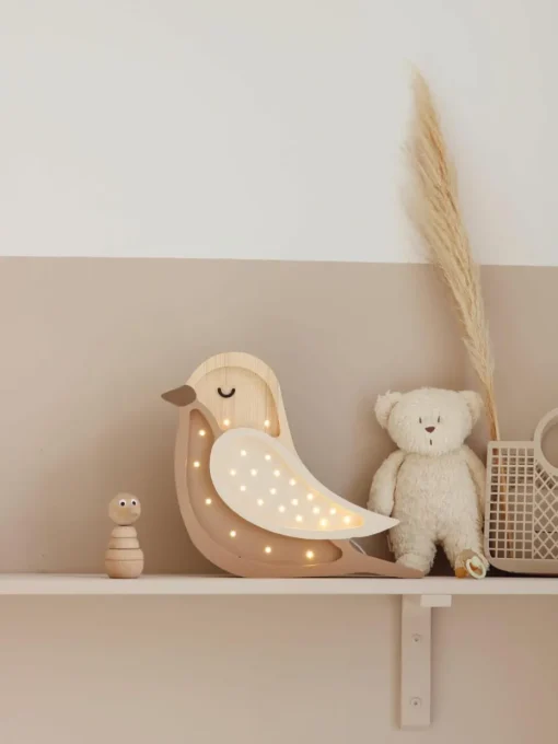 Handgemaakte LED-kinderlamp Bird met timerfunctie en afstandsbediening, dimbaar