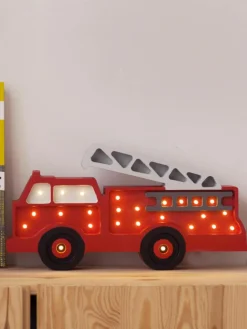 Handgemaakte LED-kinderlamp Fire Truck met timerfunctie en afstandsbediening, dimbaar