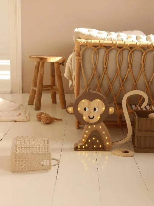 Handgemaakte LED-kinderlamp Monkey met timerfunctie en afstandsbediening, dimbaar