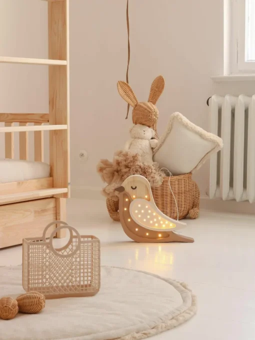 Handgemaakte LED-kinderlamp Bird met timerfunctie en afstandsbediening, dimbaar