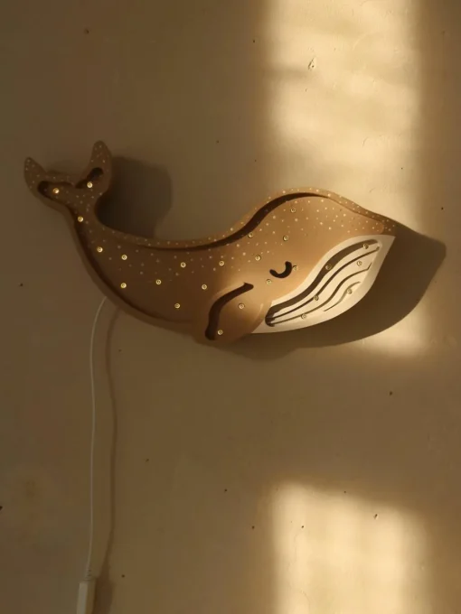 Handgemaakte LED-kinderlamp Whale met timerfunctie en afstandsbediening, dimbaar