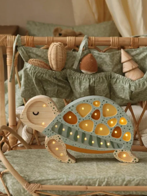 Handgemaakte LED-kinderlamp Turtle met timerfunctie en afstandsbediening, dimbaar