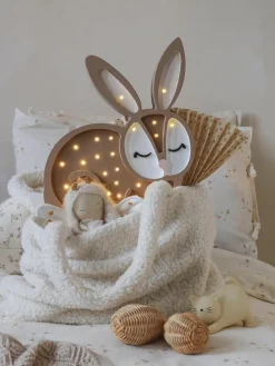 Handgemaakte LED-kinderlamp Bunny met timerfunctie en afstandsbediening, dimbaar