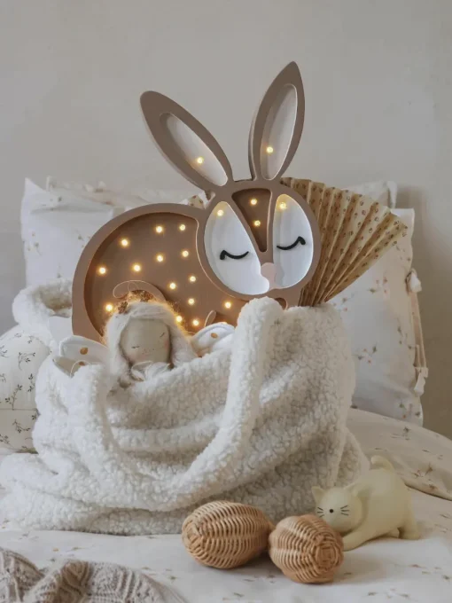Handgemaakte LED-kinderlamp Bunny met timerfunctie en afstandsbediening, dimbaar