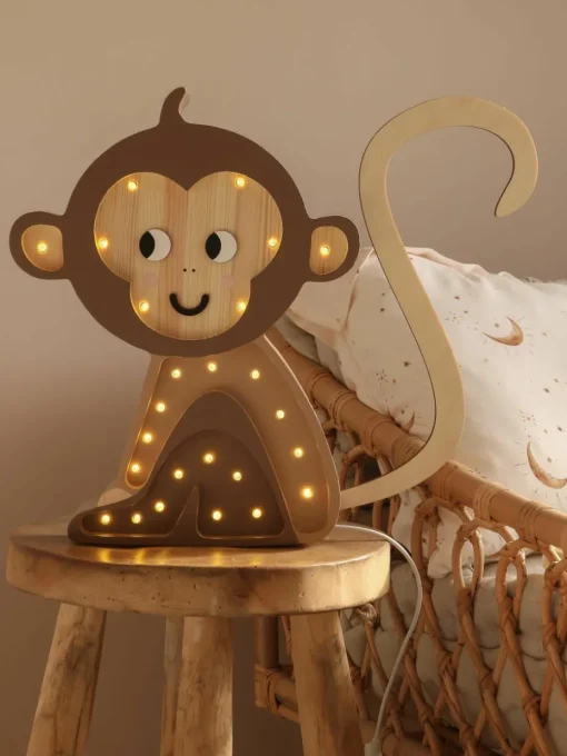 Handgemaakte LED-kinderlamp Monkey met timerfunctie en afstandsbediening, dimbaar