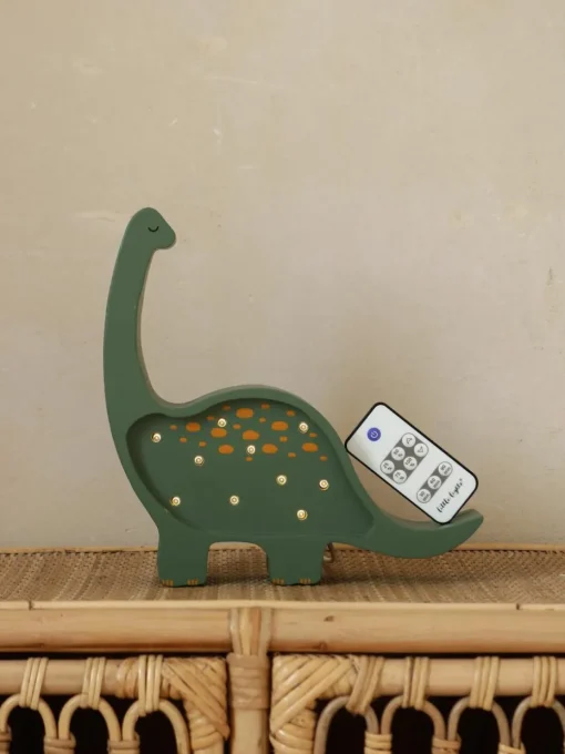 Handgemaakte LED-kinderlamp Diplodocus Mini met timerfunctie en afstandsbediening, dimbaar
