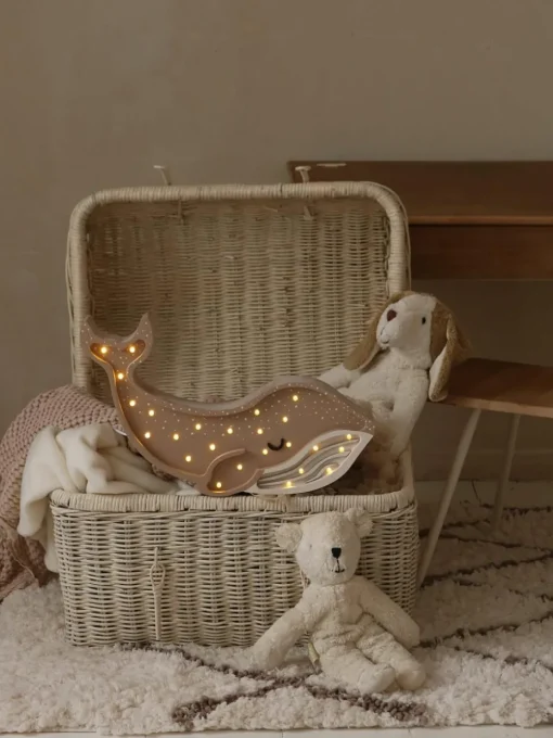 Handgemaakte LED-kinderlamp Whale met timerfunctie en afstandsbediening, dimbaar