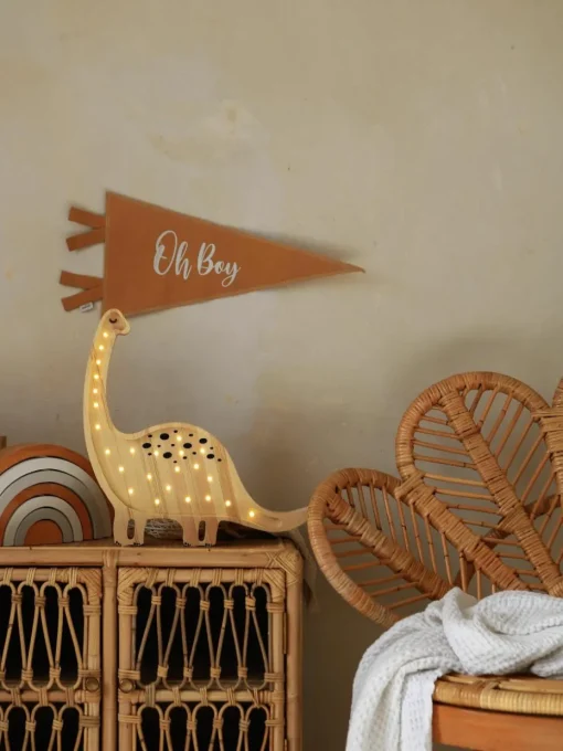 Handgemaakte LED-kinderlamp Diplodocus met timerfunctie en afstandsbediening, dimbaar