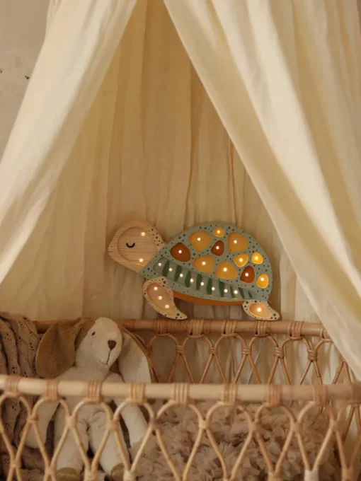 Handgemaakte LED-kinderlamp Turtle met timerfunctie en afstandsbediening, dimbaar
