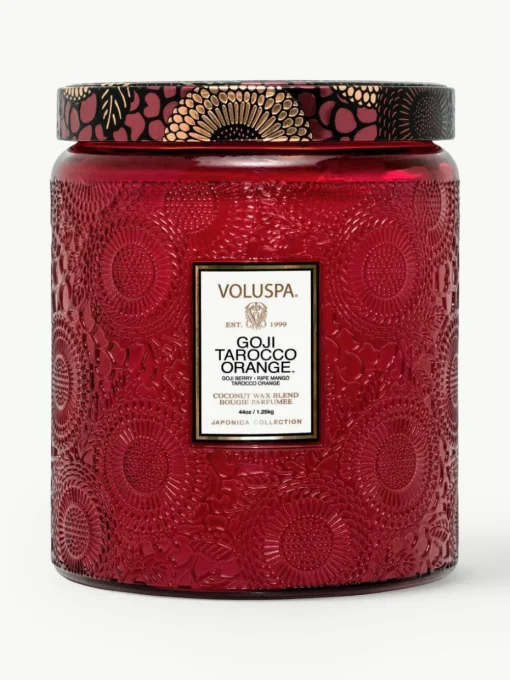 Handgemaakte 2-lonts geurkaars Japonica Collection (goji bes, mango & tarocco sinaasappel)
