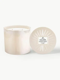 Handgemaakte 3-lonts geurkaars Bougie Parfumee (kokosnoot, mangobloesem & papaja)