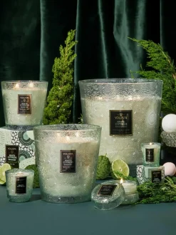 Handgemaakte 5-lonts geurkaars Japonica Collection (cipres, jeneverbes, muntblaadjes & hout)