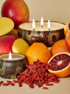 Handgemaakte 3-lonts geurkaars Japonica Collection (gojibessen, mango & tarocco sinaasappel)