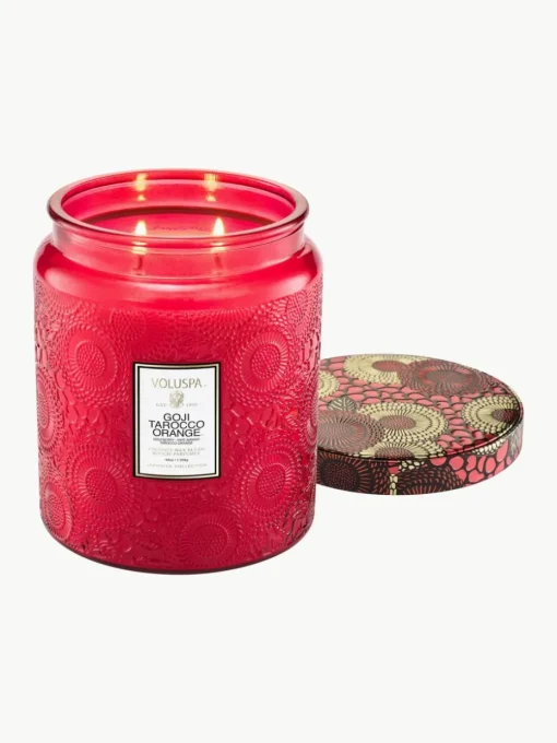 Handgemaakte 2-lonts geurkaars Japonica Collection (goji bes, mango & tarocco sinaasappel)