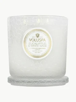 Handgemaakte 3-lonts geurkaars Maison Blanc (eucalyptus, kardemom, saliekleurig & hinoki-schors)