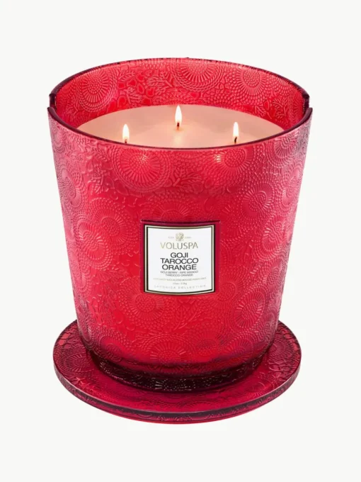 Handgemaakte 5-lonts geurkaars Japonica Collection (goji bes, mango & tarocco sinaasappel)