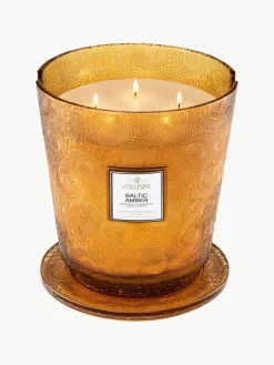 Handgemaakte 5-lonts geurkaars Japonica Collection (amberhars, sandelhout, cederhout & vanille orchidee)