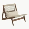Handgemaakte loungefauteuil MR01 Initial van walnoothout met stoelkussen