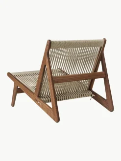 Handgemaakte loungefauteuil MR01 Initial van walnoothout met stoelkussen